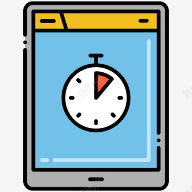 计时器ux和ui图标线性颜色图标