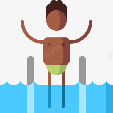 运动员剪影游泳运动员积极生活方式42平躺图标