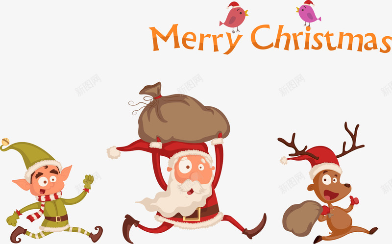 奔跑的圣诞老人与麋鹿png免抠素材_88icon https://88icon.com 奔跑 圣诞 老人 人与 麋鹿