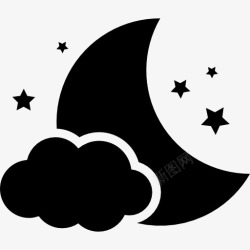 夜晚的月亮象征着一个云和星512x512素材