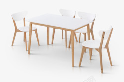 斯品北欧宜家桦木框架原木色餐桌素材