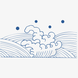 中国古风传统纹样祥云海浪透明图案AI矢量33素材