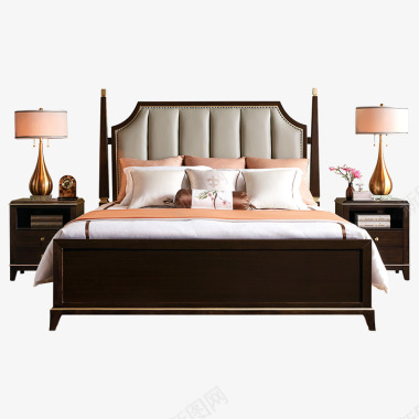 婚床软包床美式床实木床卧室轻奢家具双人床18米公主婚床柱子榉图标