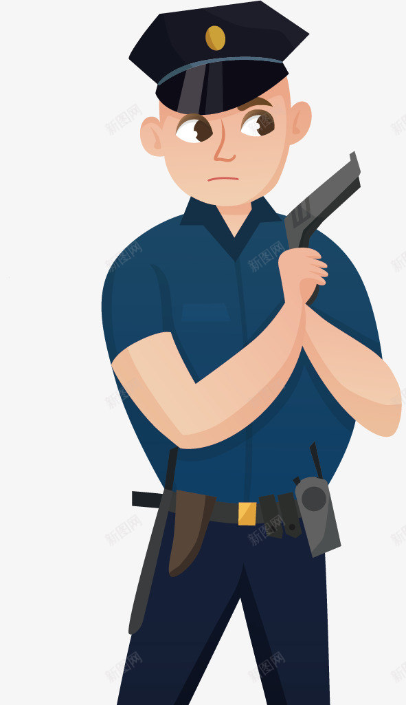 警察手拿枪透明扁平插画png免抠素材_88icon https://88icon.com 警察 手拿 拿枪 透明 扁平 插画