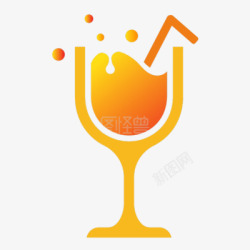 橙色扁平化果汁饮品logo素材