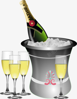 周年起泡酒瓶斗庆典仪式香槟欢唿冰的多维数据集冰不见素材
