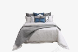 现代简约蓝色灰色样板房间床上用品软装床品主卧室内陈素材