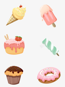夏季清新可爱甜品蛋糕冰激凌素材