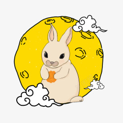 中秋节日中秋佳节月兔吃月饼设计素材