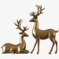 橡树庄园欧式金色麋鹿摆件家居客厅样板房时尚创意轻奢素材
