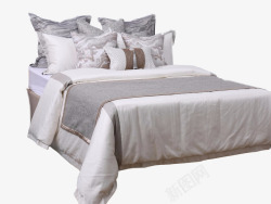 软新新中式样板房间床上用品多件套主卧室长辈房现代抽象软高清图片