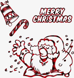 圣诞老人圣诞快乐贝尔和糖果手杖圣诞水牛格子红色蓝色素材