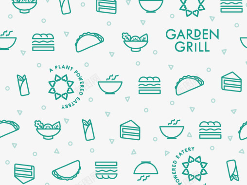 品牌花园烧烤点2模式餐厅矢量图标排版插图徽标品牌图标