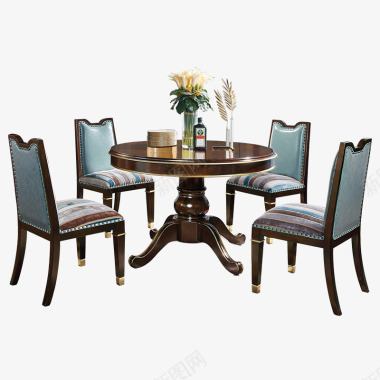 实木桌子PNG轻奢实木餐桌家用美式胡桃木圆餐桌12米圆形餐桌桌子图标