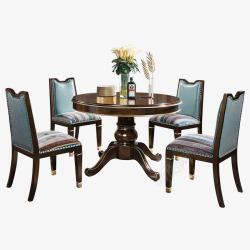 2米轻奢实木餐桌家用美式胡桃木圆餐桌12米圆形餐桌桌子高清图片