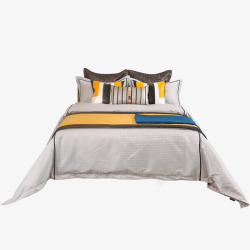 橙色样板房间床上用品主卧室内软装床品多件套现代简约素材