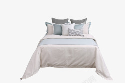 现代简约清新样板房间床上用品软装床品蓝色室内陈设布素材