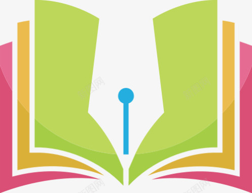 彩色书本钢笔教育培训logo图标图标