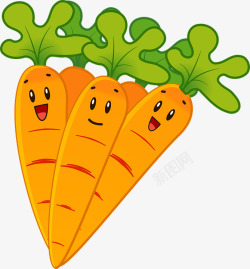 胡萝卜蔬菜健康新鲜卡通乐趣搞笑花园微笑素材