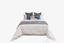 现代简约蓝色样板房间床上用品软装床品主卧室黑白灰陈素材