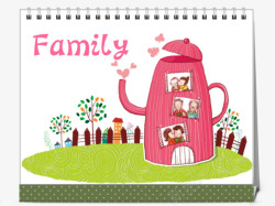 幸福family插画一家人8寸双面印刷台历素材