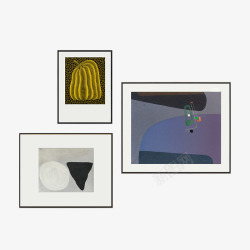 抽象画现代简约北欧客厅男青年卧室黄蓝紫色儿童房装饰素材