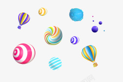 卡通矢量彩色气球立体漂浮素材