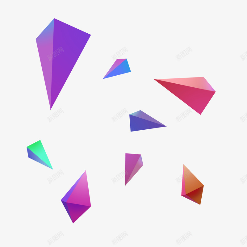 彩色不规则边形渐变漂浮物png免抠素材_88icon https://88icon.com 插图 立体 三角形 三棱锥 几何图 矢量 紫色 红色 绿色 小物件  漂浮 不规则 边形 渐变 漂浮物