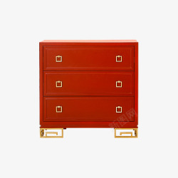 壹筑e家现代东方新中式红色床头柜无底色单品软装方案素材