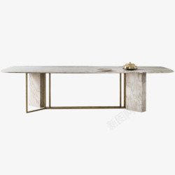北欧大理石餐桌简约现代长方形吃饭桌子不锈钢轻奢家用素材