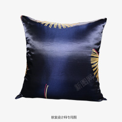 样板房蓝色抱枕现代简约客厅靠枕沙发欧式金色靠垫纺丝素材