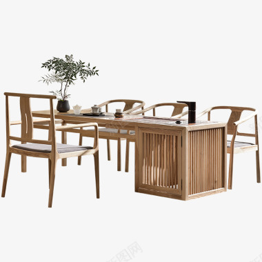 新中式电话桌新中式茶桌椅组合简约禅意茶艺桌办公室泡茶桌方形实木图标