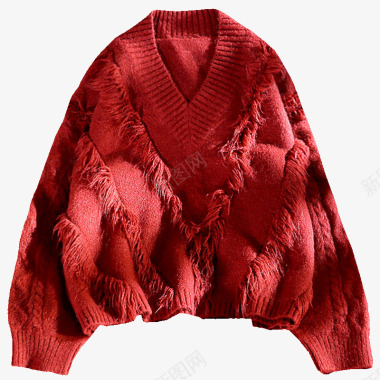 很仙的短款红色毛衣女套头2019春秋季新款宽松洋气图标