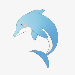 蓝色手绘可爱海豚免扣素材