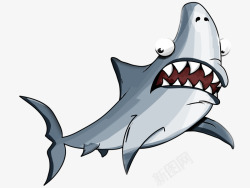 鲨鱼颚鱼动物海洋生命白邪恶卡通漫画搞笑素材