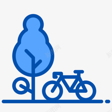 自行车自行车绿色能源蓝色图标
