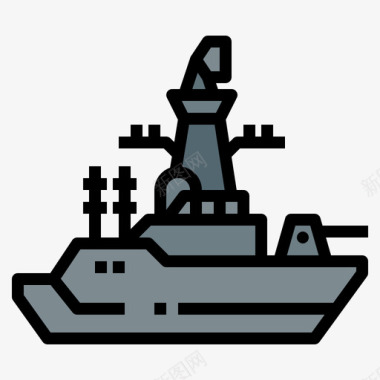 军舰军舰军用76线性颜色图标