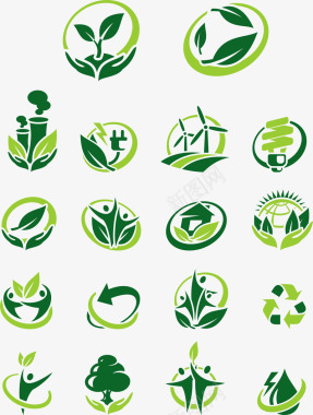 彩绘绿色背景绿色环保图标图标