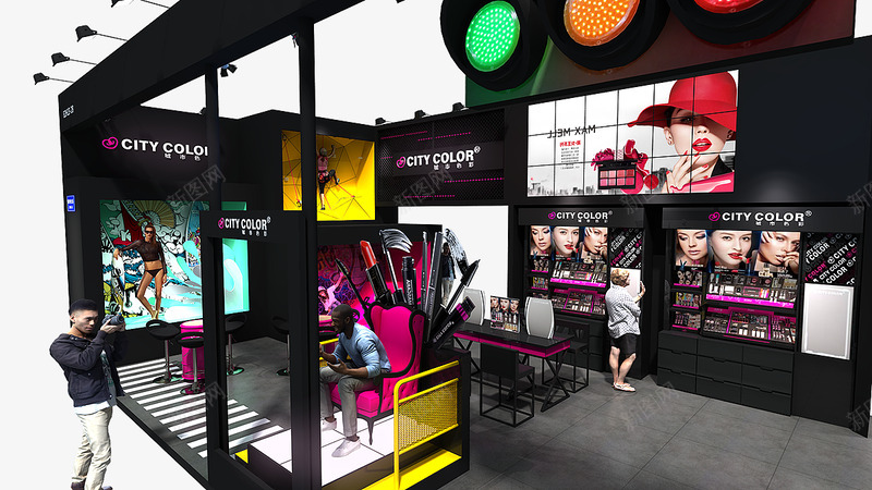 时尚彩妆美容展会展位设计效果图png免抠素材_88icon https://88icon.com 时尚 彩妆 美容 展会 展位 快闪 效果图 设计制作 三维