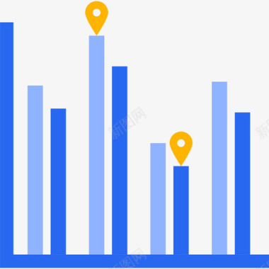 蓝色图彩色柱图图标