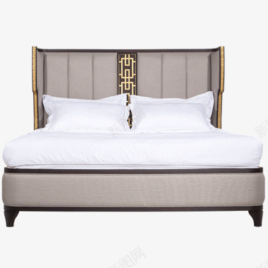 中式卧室背景墙卫诗理新中式双人床ON简约大床18m卧室实木布艺床图标