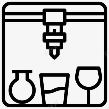 w3d3d玻璃器皿3d打印机人工智能图标