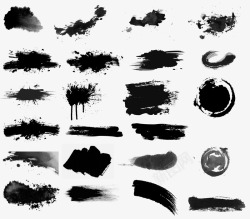 笔刷笔触创意墨水弧度弧线效果曲线划绘图艺术设计集合飞溅黑色素材