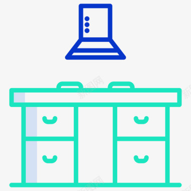 厨房厨房厨房136轮廓颜色图标