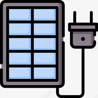 太阳能充电桩太阳能可持续能源56线性颜色图标