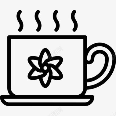 花草茶45号咖啡厅线性图标