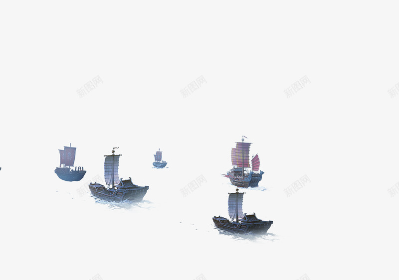 水墨画帆船png免抠素材_88icon https://88icon.com 水墨画 帆船