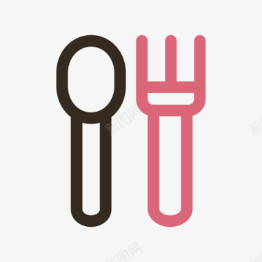 西餐餐具餐茬勺子图标