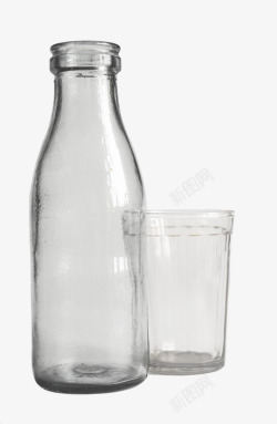 玻璃透明孤立瓶喝奶瓶液体冷素材