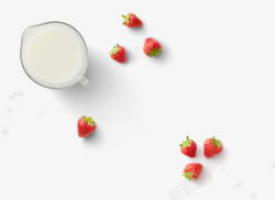 俯视草莓牛奶杯子素材